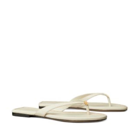 NIB TORY BURCH Classic Flip Flops Flat Sandals in ivory leather - Picture 1 of 5